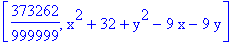 [373262/999999, x^2+32+y^2-9*x-9*y]